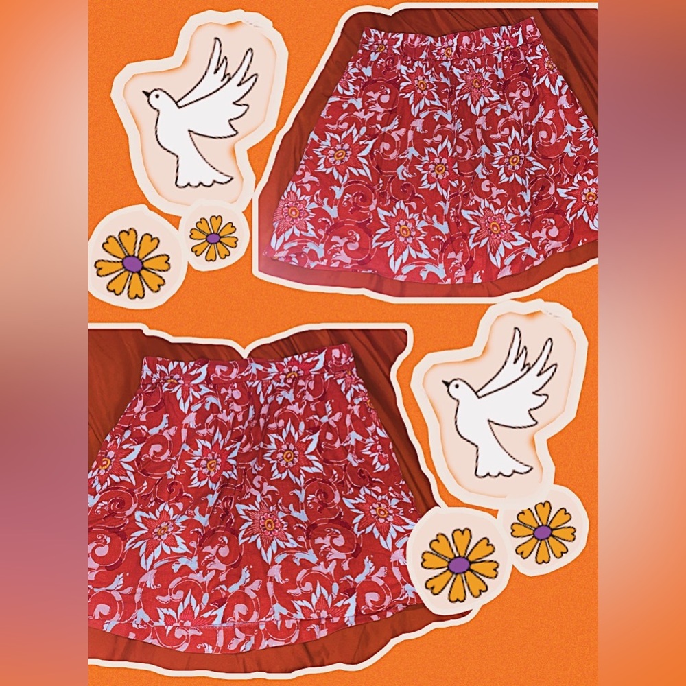 LOFT floral pattern skirt with pockets & stretchy waist band